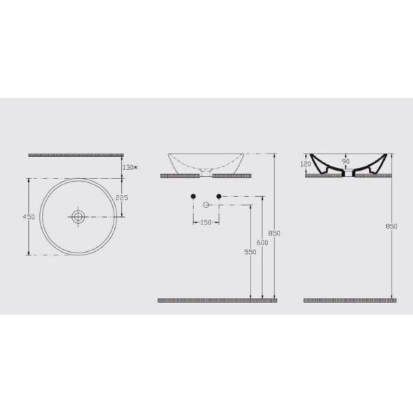 Умывальник накладной Isvea SistemaY Soft 450x450 круглый, белый