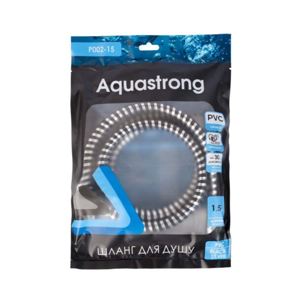 Шланг для душа Aquastrong PVC 1,5 м, черный/серебро