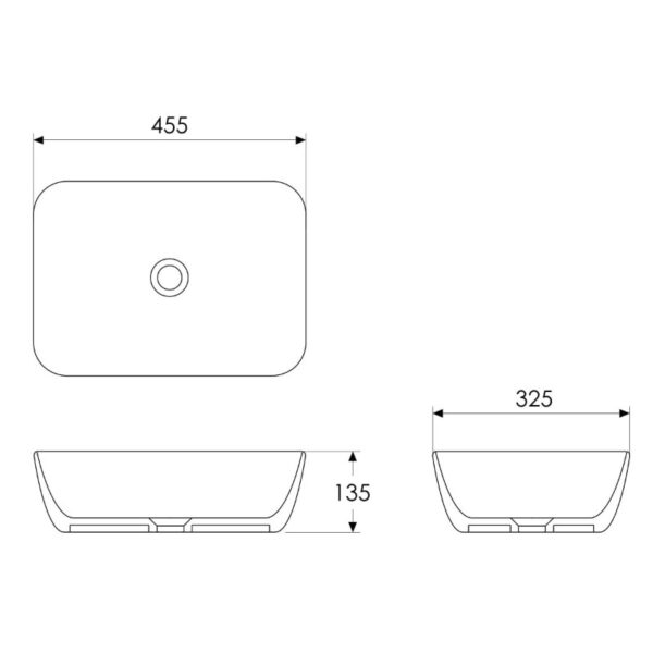 Раковина накладная IMPRESE i-EDGE 325x455 прямоугольная керамика, белый