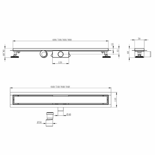 Трап линейный IMPRESE i-FLOW 700х70 нержавеющая сталь