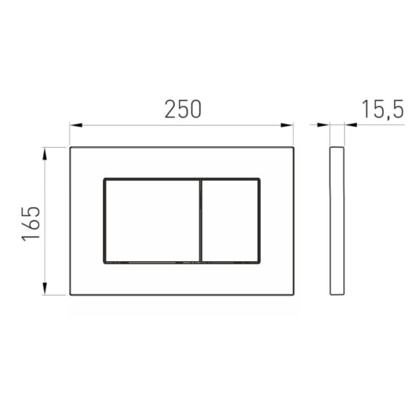 Смывная клавиша VOLLE GRANDE EVO 250x165 пластик, хром