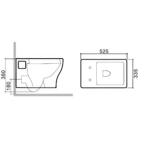 Унитаз подвесной RJ FLEX 360x525 безободковый, белый