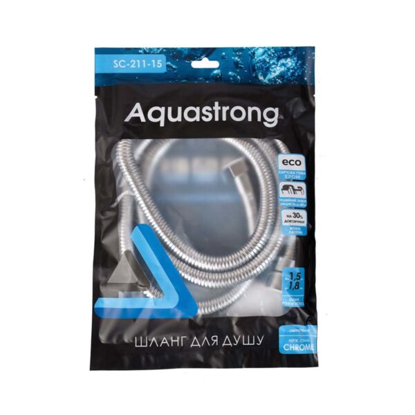 Шланг для душа Aquastrong PVC 1,75-2 м, вращающийся, хром