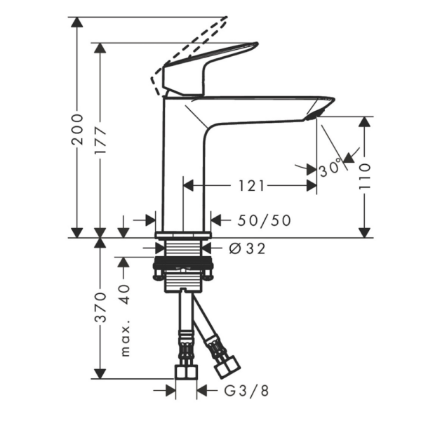 Смеситель для умывальника Hansgrohe Logis Fine 110 черный матовый (71252670)