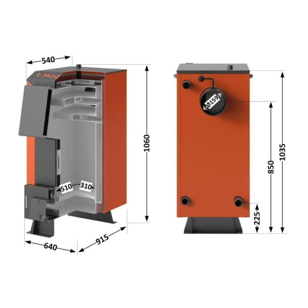 Твердотопливный котел Thermo Alliance Magnum V 4.0 SF 20 кВт 200м2 с