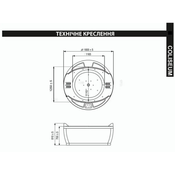 Ванна отдельностоящая WGT Coliseum 1800x1800 круглая, белый