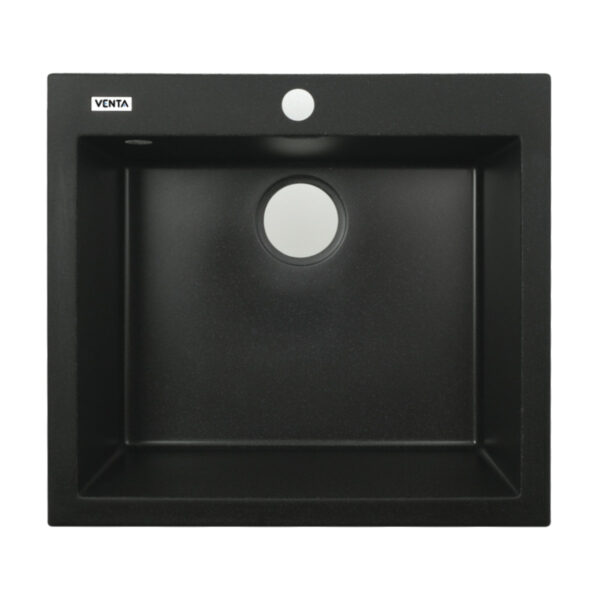 Гранитная мойка VENTA Stone 560x500 врезная, прямоугольная, черная