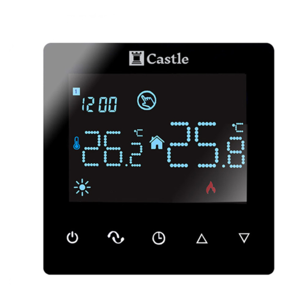 Терморегулятор для теплого пола Castle C-AC606H-B 230 В программируемый, черный