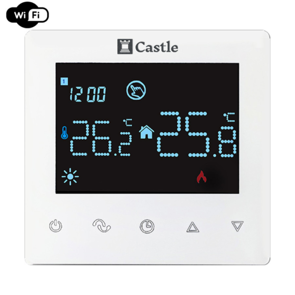 Терморегулятор для теплого пола Castle C-AC606H 230 В программируемый, белый (Wi-Fi)