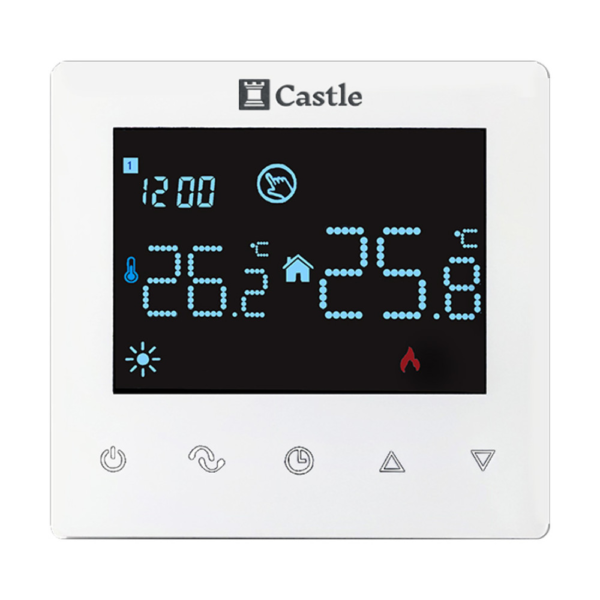 Терморегулятор для теплого пола Castle C-AC606H 230 В программируемый, белый