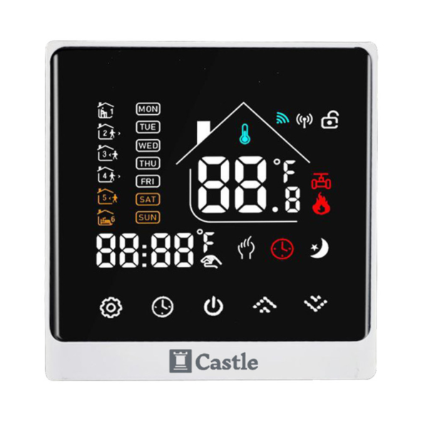 Терморегулятор для теплого пола Castle C-AC8400H-W 230 В программируемый, белый