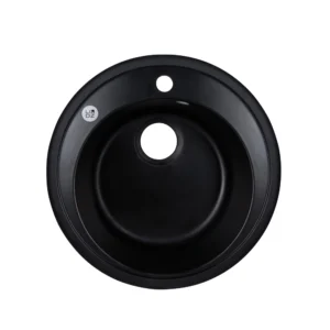 Гранитная мойка Lidz 510x510 врезная, круглая, черная матовая (LIDZANT15D510200)