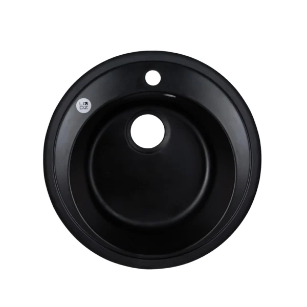 Гранитная мойка Lidz 510x510 врезная, круглая, черная матовая (LIDZANT15D510200)
