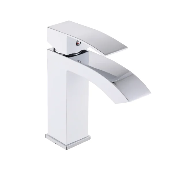 Смеситель для умывальника Qtap Swan Cascada однорычажный, белый (QTSWA270CRW45568)