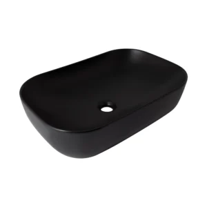 Умывальник накладной Qtap Robin 600х390 прямоугольный, черный матовый (QT132143PMBMBN)