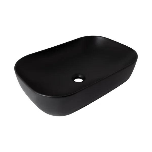 Умывальник накладной Qtap Robin 600х390 прямоугольный, черный матовый (QT132143PMBMBN)