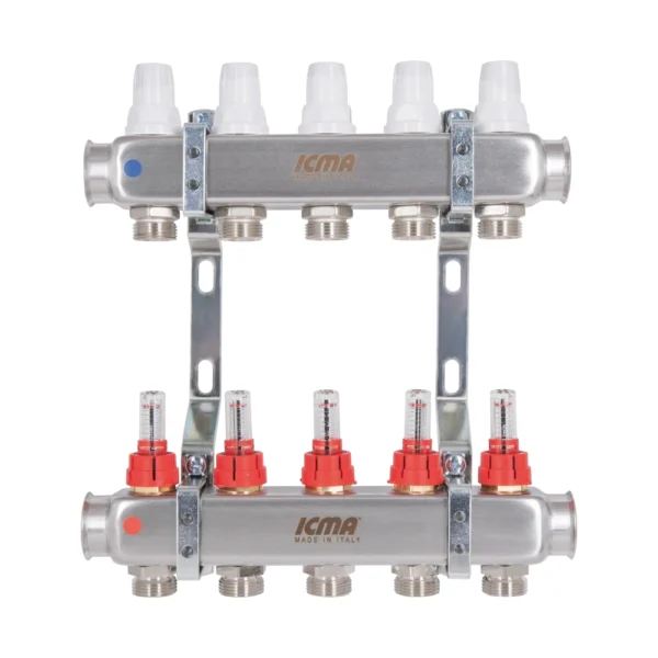 Коллектор теплого пола Icma 1″x3/4″ 5 выходов, с расходомерами (87K073179PQ32QU)