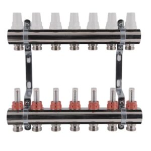 Коллектор теплого пола SD Plus 1″x3/4″ 7 выходов, с расходомерами (SDO235W7)