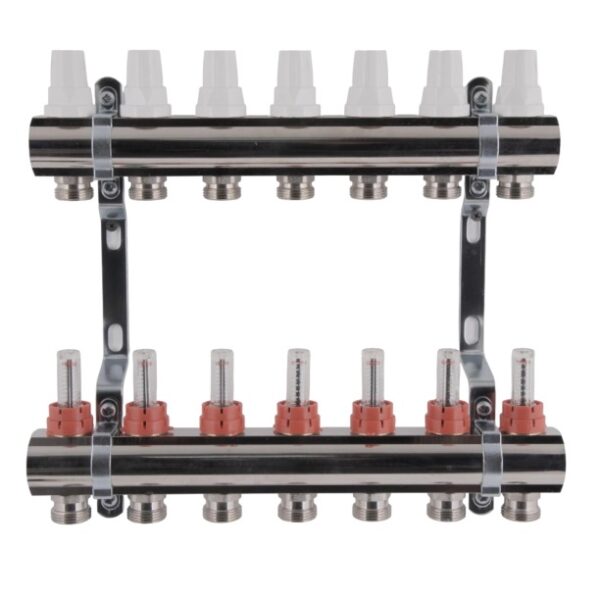 Коллектор теплого пола SD Plus 1″x3/4″ 7 выходов, с расходомерами (SDO235W7)