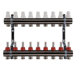 Коллектор теплого пола SD Plus 1″x3/4″ 9 выходов, с расходомерами (SDO235W9)