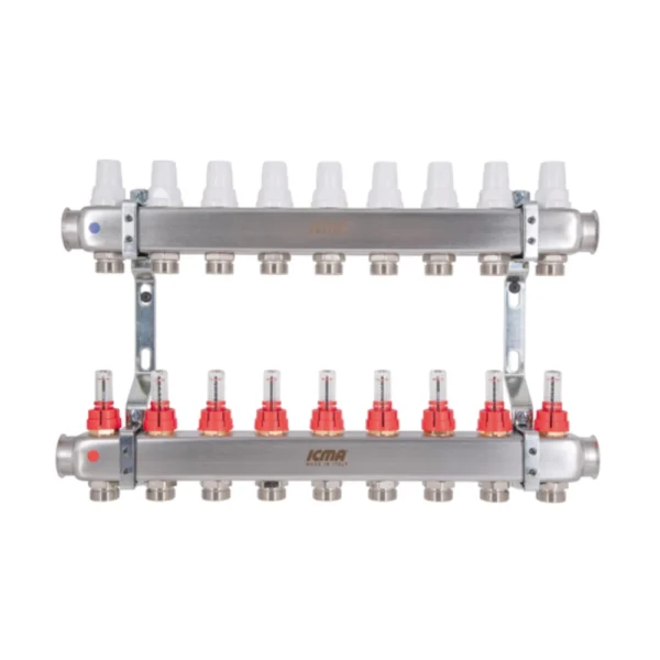 Коллектор теплого пола Icma 1″x3/4″ 9 выходов, с расходомерами (87K073179PS32QU)