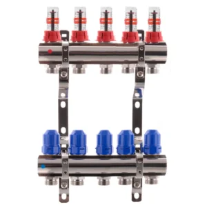 Коллектор теплого пола Koer KR.1110 1″x3/4″ 5 выходов, с расходомерами (KR2642)