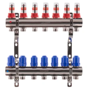 Коллектор теплого пола Koer KR.1110 1″x3/4″ 7 выходов, с расходомерами (KR2644)
