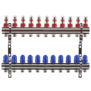 Коллектор теплого пола Koer KR.1110 1″x3/4″ 11 выходов, с расходомерами (KR2648)