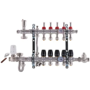 Коллектор теплого пола Koer KR.S1011 1″x3/4″ 5 выходов, с расходомерами (KR2928)