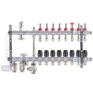 Коллектор теплого пола Koer KR.S1012 1″x3/4″ 8 выходов, с расходомерами (KR2941)