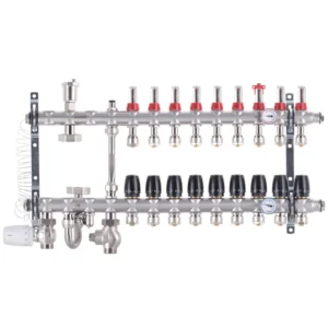 Коллектор теплого пола Koer KR.S1012 1″x3/4″ 9 выходов, с расходомерами (KR2942)