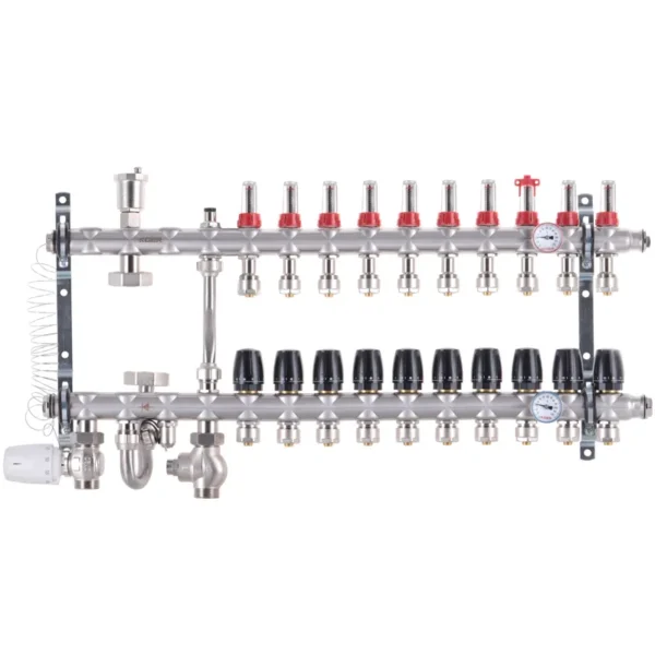 Коллектор теплого пола Koer KR.S1012 1″x3/4″ 10 выходов, с расходомерами (KR2943)