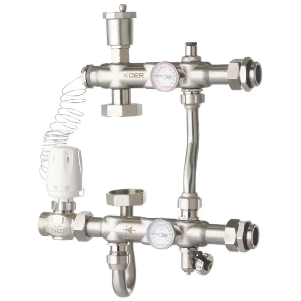 Смесительный узел Koer KR.S1021 1" с байпасом, нержавеющая сталь (KR2955)