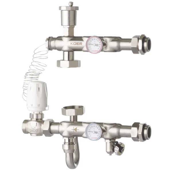 Смесительный узел Koer KR.S1022 1" без байпасом, нержавеющая сталь (KR2956)
