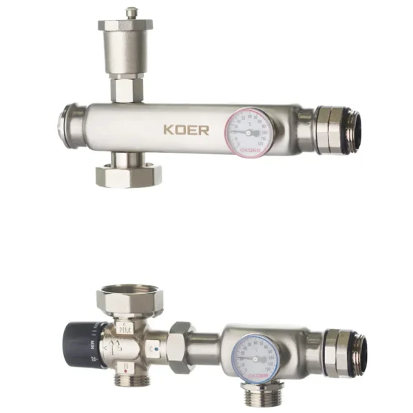 Смесительный узел Koer KR.S1023 1" без байпасом, нержавеющая сталь (KR2957)