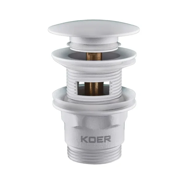 Донный клапан Koer PW-03-03 1 1/4″ для раковины, белый матовый (KR3395)