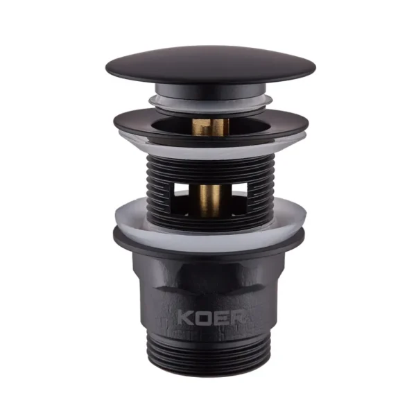 Донный клапан Koer PW-03-05 1 1/4″ для раковины, черный матовый (KR3396)