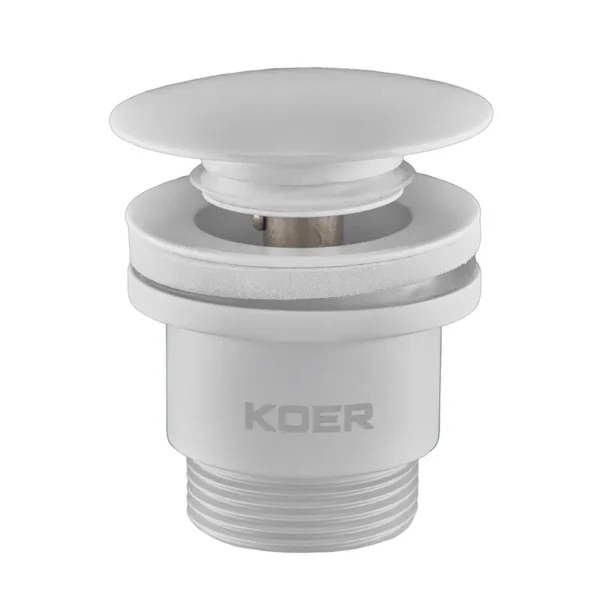 Донный клапан Koer PW-01-03 1 1/4″ для раковины, белый матовый (KR3402)