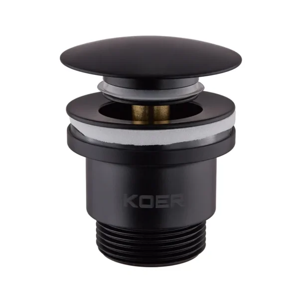 Донный клапан Koer PW-01-05 1 1/4″ для раковины, черный матовый (KR3403)