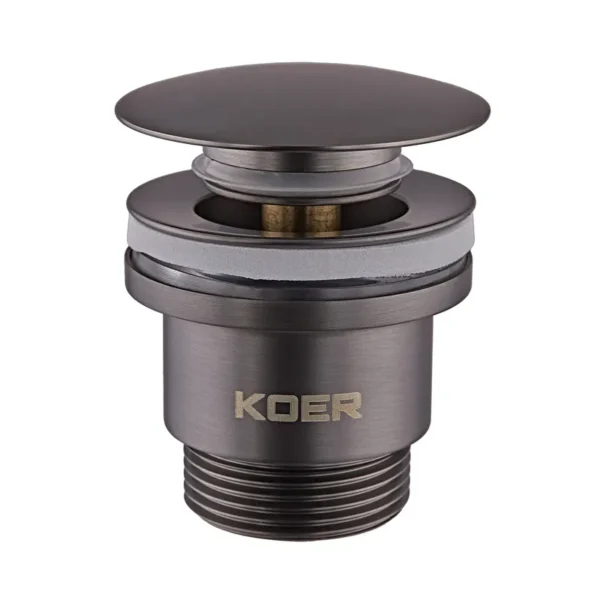 Донный клапан Koer PW-01-07 1 1/4″ для раковины, графит матовый (KR3404)