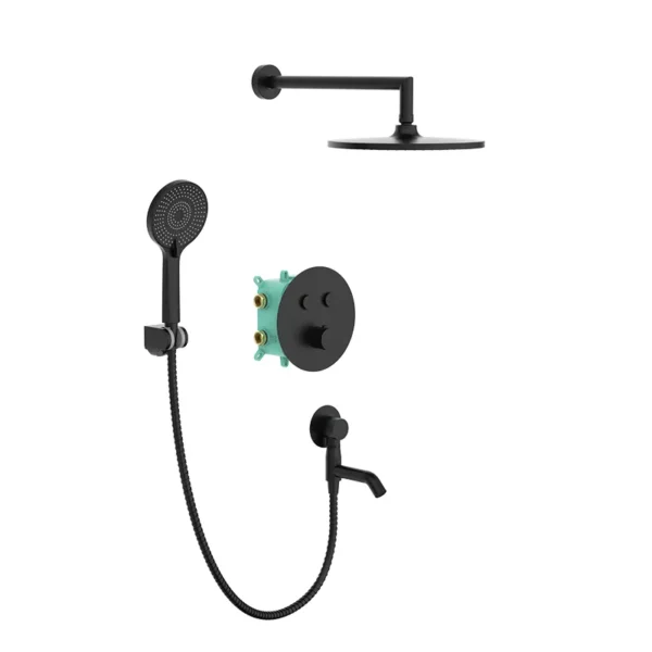 Душевая система Koer KB-67012-05 скрытого монтажа, латунь, черный матовый (KR4729)
