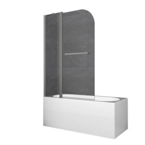 Шторка для ванной Koer SR 140х95 универсальная, стекло 6 мм, графит (KR5404)