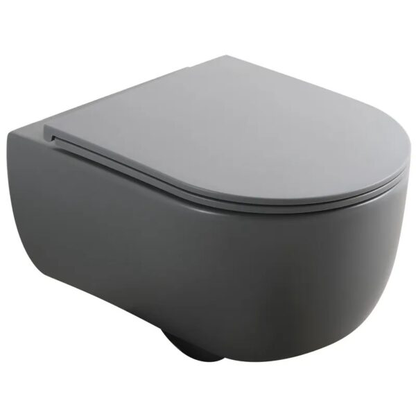 Унитаз подвесной Mixxus Premium Topper-0303-R 500х360 безободковый, серый матовый (MP6657)