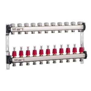Коллектор теплого пола Roho R804 1″x3/4″ 11 выходов, с расходомерами (RO0043)