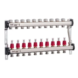 Коллектор теплого пола Roho R814 1″x3/4″ 10 выходов, с расходомерами (RO0053)