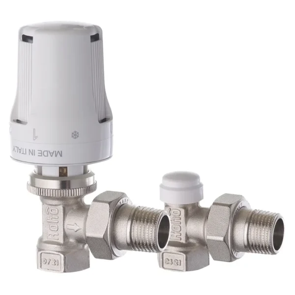 Термостатический комплект Roho R5150-050K 1/2″ ВН угловой, белый (RO0116)