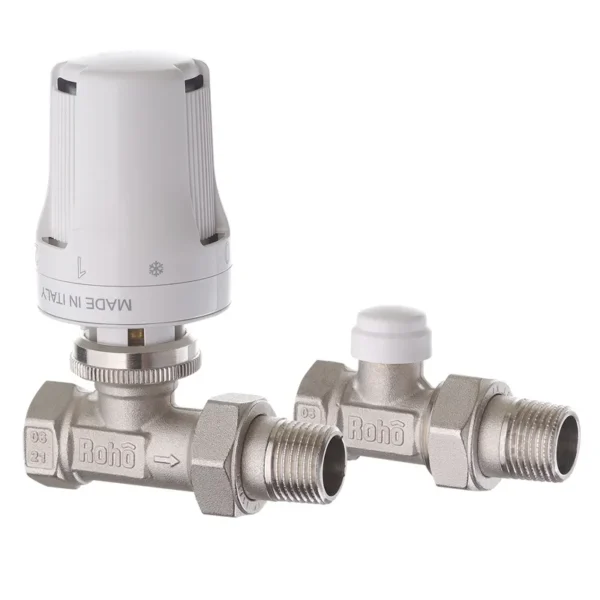 Термостатический комплект Roho R5160-050K 1/2″ ВН прямой, белый (RO0118)