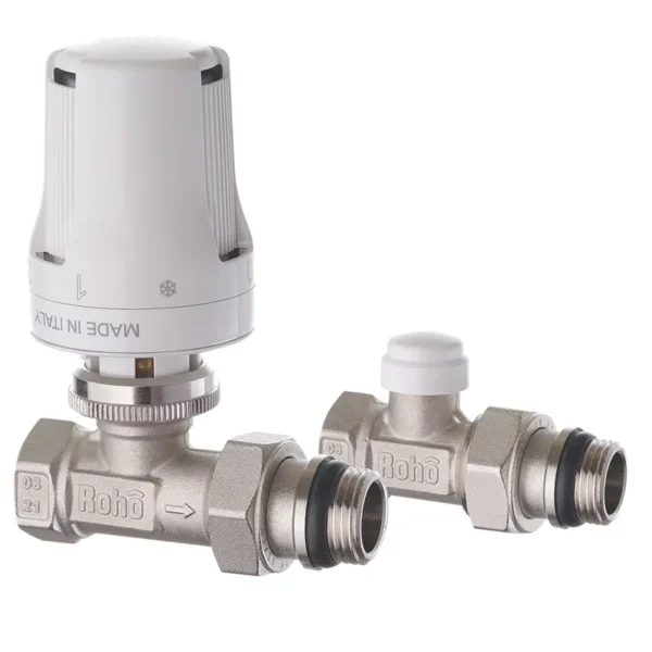 Термостатический комплект Roho R5161-050K 1/2″ ВН прямой, белый (RO0119)