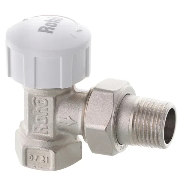 Кран радиаторный Roho R5150-050 1/2″ ВН угловой, никель (RO0122)