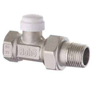 Кран радиаторный Roho R5260-050 1/2″ ВН прямой, никель (RO0134)